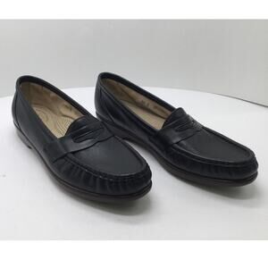 SAS Black Leather Slip On Loafer Womens 8.5S Comfort Shoes New